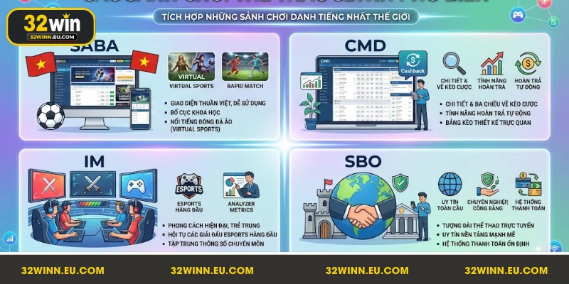Các sảnh chơi thể thao 32Win hiện có