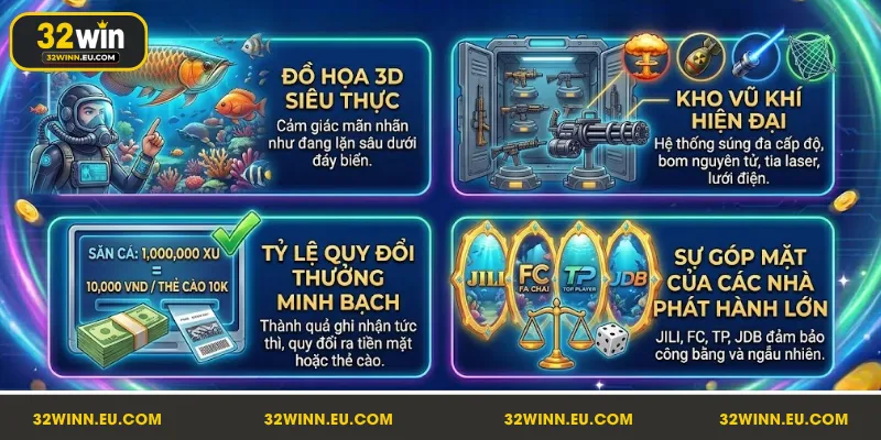 Các ưu điểm nổi bật giúp bắn cá 32Win được đông đảo hội viên lựa chọn
