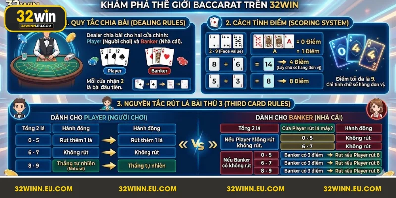 Cách chơi Baccarat 32Win cơ bản hội viên cần nắm