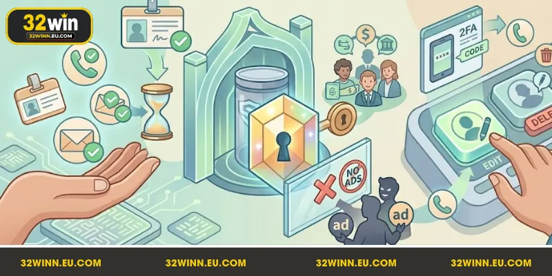 Chính sách bảo mật 32Win về quản lý và chia sẻ dữ liệu người dùng