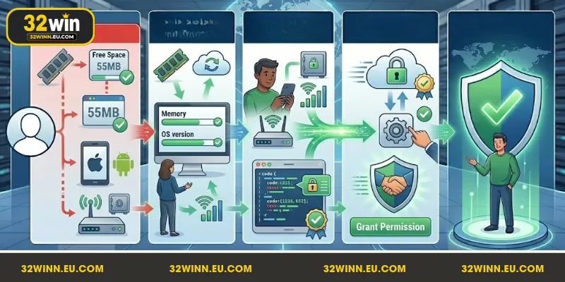 Điều kiện cần nắm để tải app 32Win thành công