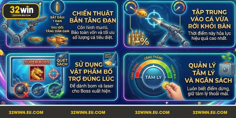 Kinh nghiệm chơi bắn cá 32Win hiệu quả giúp nâng cao cơ hội thắng lớn