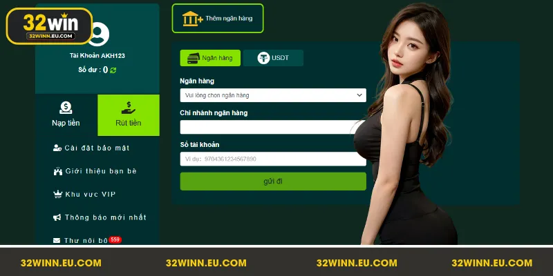 Những hình thức rút tiền 32WIN được ưa chuộng năm 2026