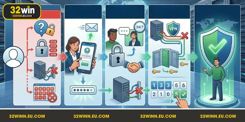 Tổng hợp lỗi đăng nhập 32WIN và phương án khắc phục